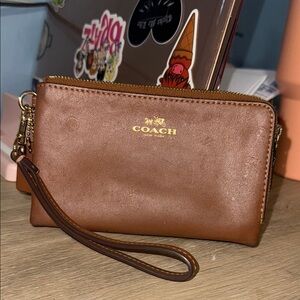 Coach Tan Leather Wristlet